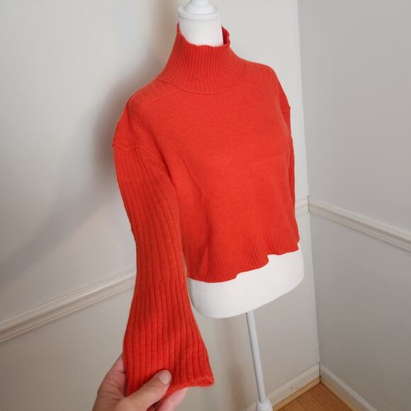 Free People Aubrey Cashmere Sweater Size XS Womens Orange Turtleneck Pullover - Picture 3 of 11